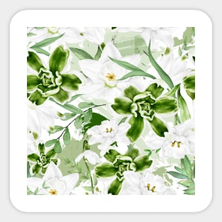 White Watercolor Flowers 4 Sticker